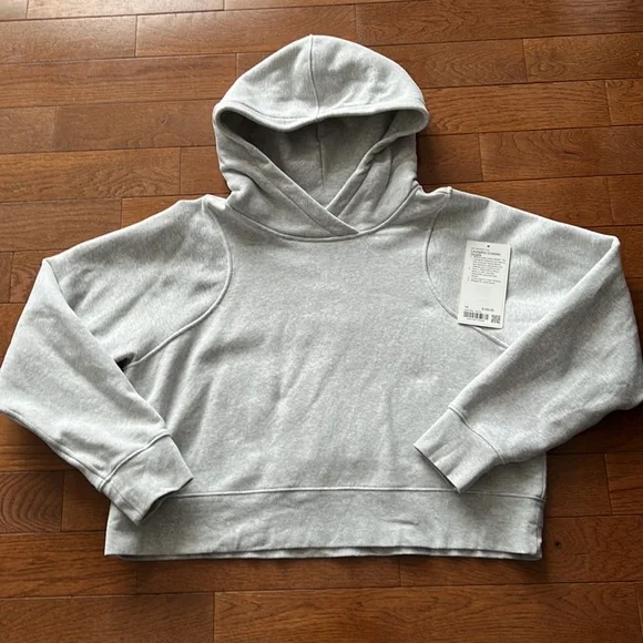 ❤️LULULEMON LOUNGEFUL CROPPED HOODIE/JACKET-HEATHERED ULTRA LIGHT GREY-14❤️ - Picture 3 of 16